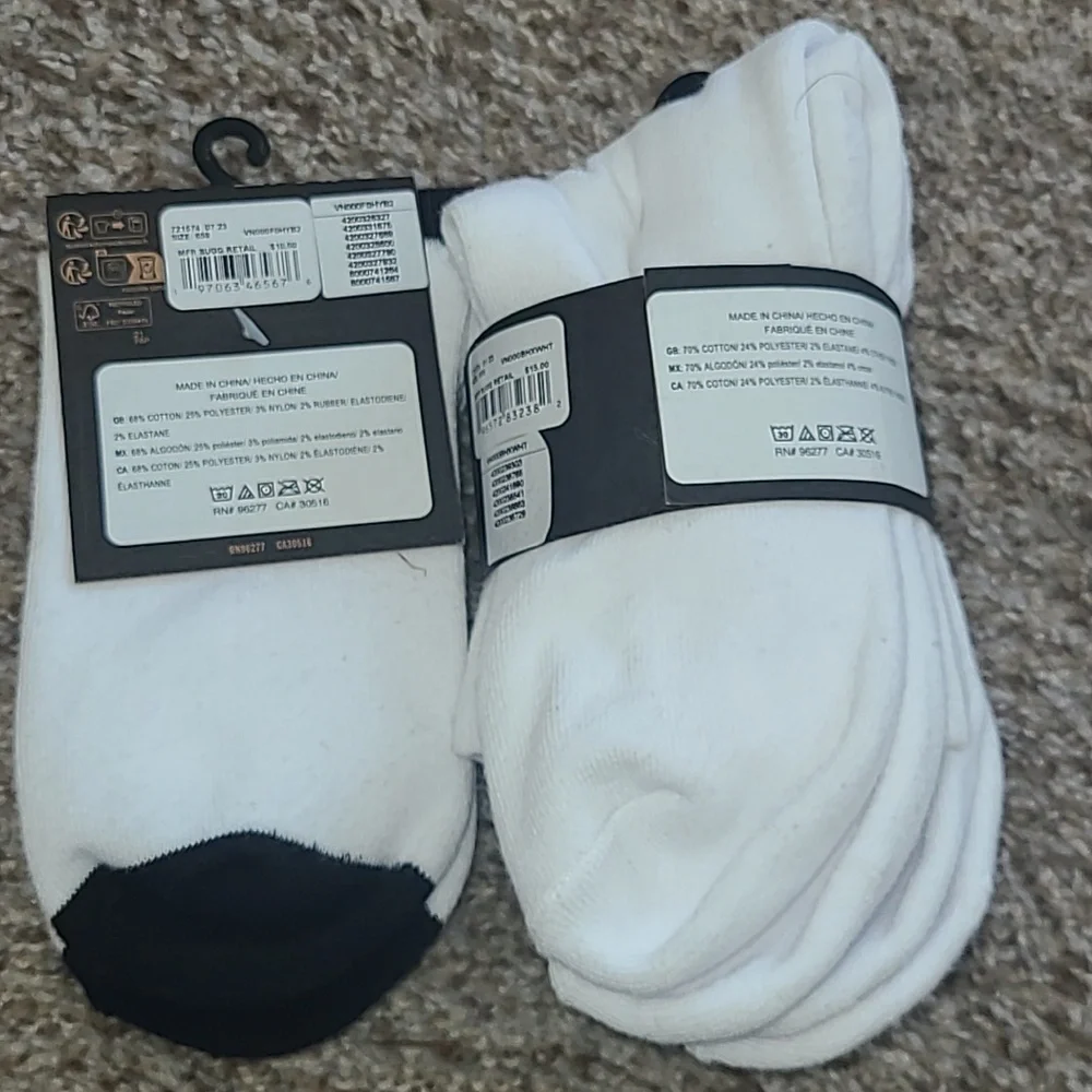Vans White Crew Socks with Black Accents - Men's